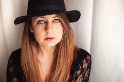 Portrait of beautiful woman at home