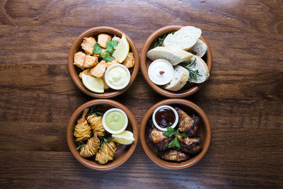 High angle view of food on table