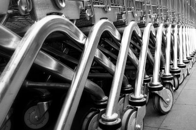 Shopping carts arranged in row