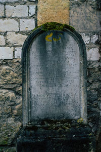 View of cross in cemetery