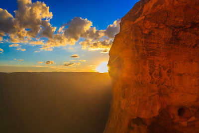 View of rock formations at sunset