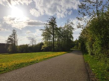 Road amidst trees against sky