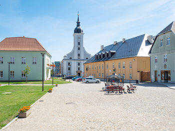 View of javornin town centre. hstorical town javornik with urban monument zone, czech republic