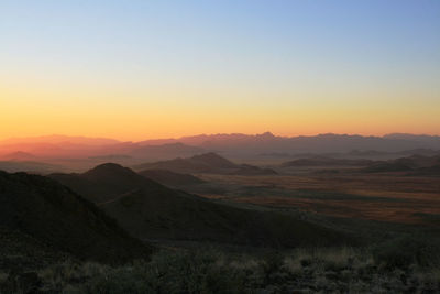 Scenic view of dramatic landscape during sunset