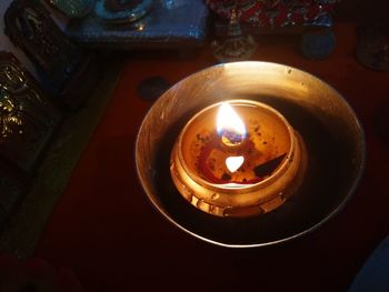 High angle view of illuminated lamp