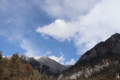 Low angle view of mountains against sky