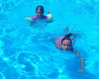 Girls swimming in pool