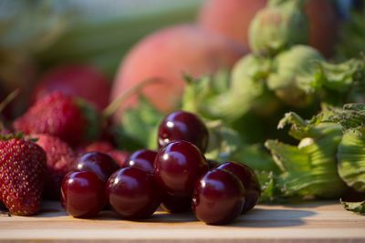 Close-up of fruits on table