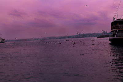 Scenic view of sea against sky during sunset