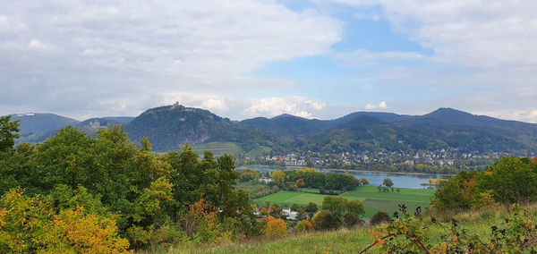 Scenic view of townscape against sky