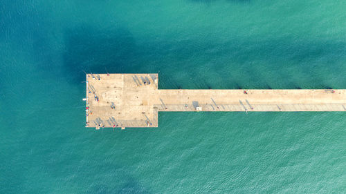 High angle view of swimming pool by sea