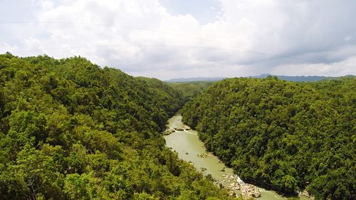 Scenic view of landscape against cloudy sky