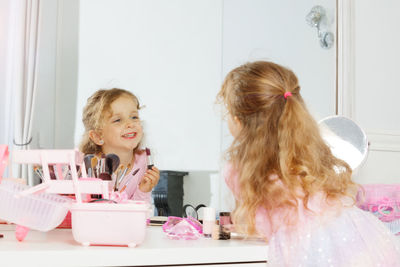Mother and daughter at home