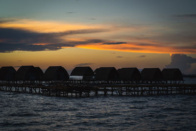 Scenic view of sea against orange sky