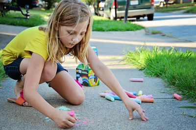 Girl playing in park