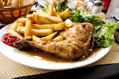 Juicy chicken with french fries