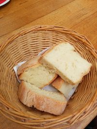 High angle view of bread in basket