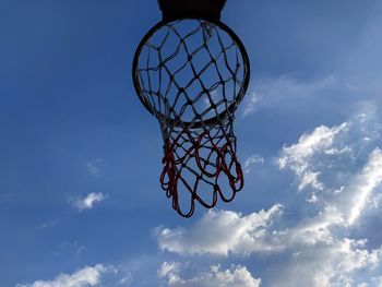 Low angle view of basketball hoop against sky