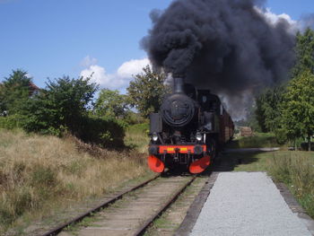 Steam train clear blue skye
