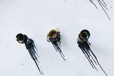 High angle view of overhead cable car in winter