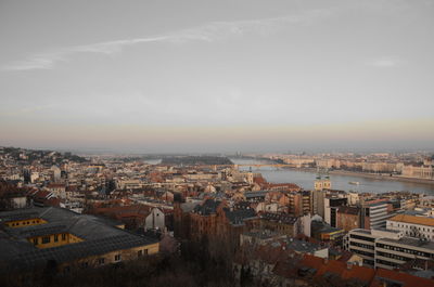 High angle view of townscape against sky