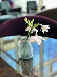 Close-up of flower vase on table
