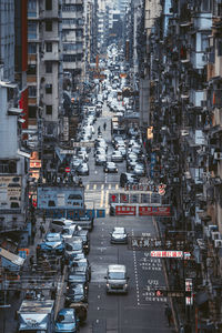 High angle view of traffic on city street