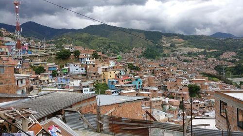 High angle view of townscape against sky