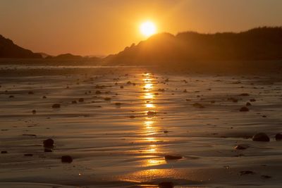 Scenic view of sea during sunset