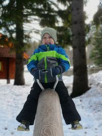 Full length of man on snow covered land