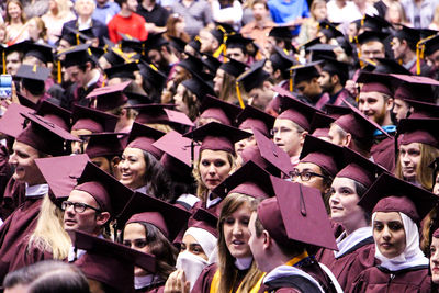 High angle view of young woman
