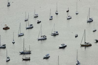 High angle view of people in water