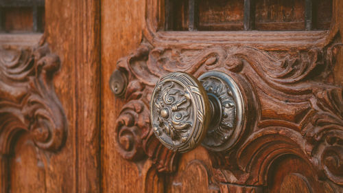 Close-up of old wooden door