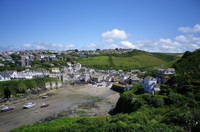 High angle view of townscape against sky