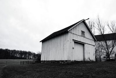 Houses on field against sky