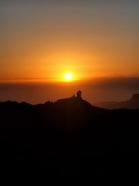 Scenic view of silhouette mountains against sky during sunset