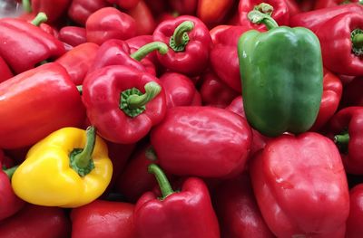 Full frame shot of bell peppers at market