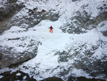 High angle view of person skiing on snow