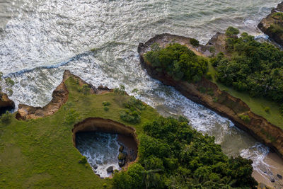 High angle view of rock formations