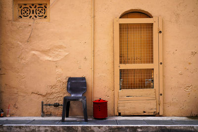 Closed door of building