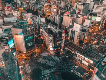 High angle view of buildings in city