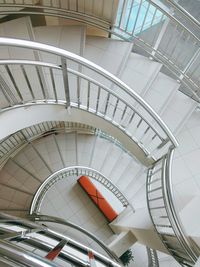 High angle view of spiral staircase in building