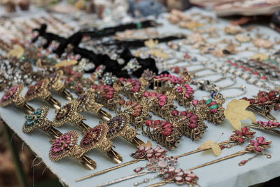 High angle view of decoration on table