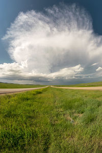 Supercell thunderstorm over the plains of south dakota