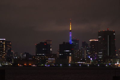 Illuminated city at night