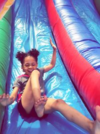 Portrait of happy boy in swimming pool