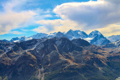 Scenic view of snowcapped mountains