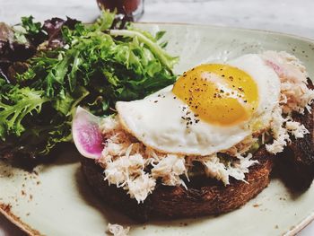 Close-up of breakfast on plate