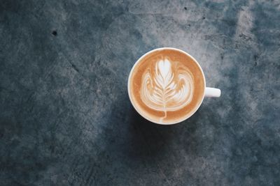 Directly above shot of cappuccino on table