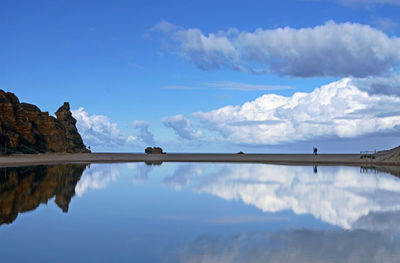 Reflection of clouds in calm lake